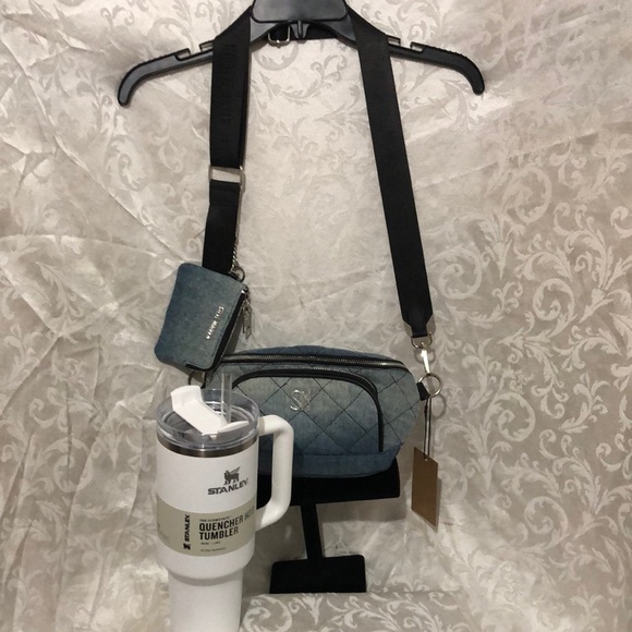 Steve Madden Denim Crossbody Belt Bag Duo, and Stanley Cup 40 oz NWT - Picture 3 of 16